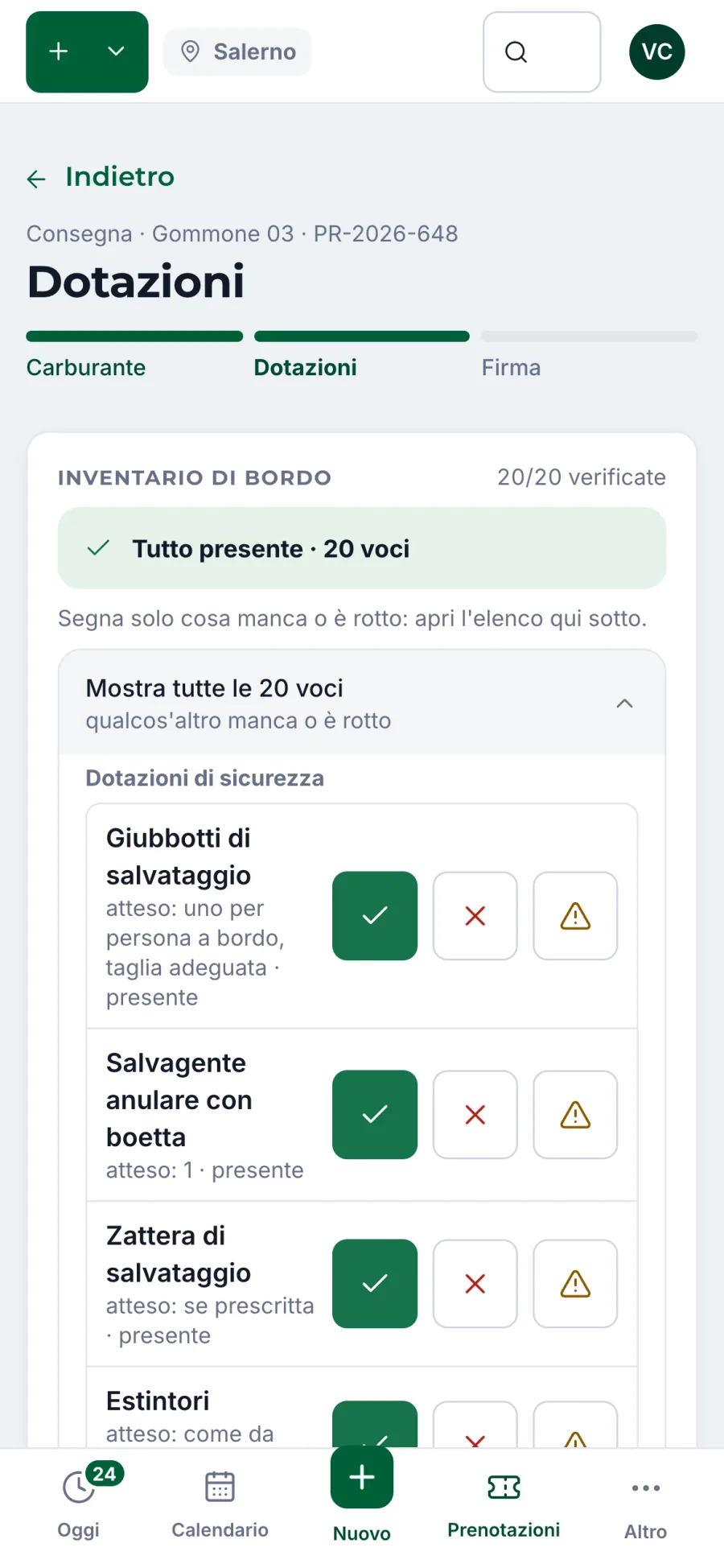 La consegna al molo dal telefono: le dotazioni di bordo da spuntare